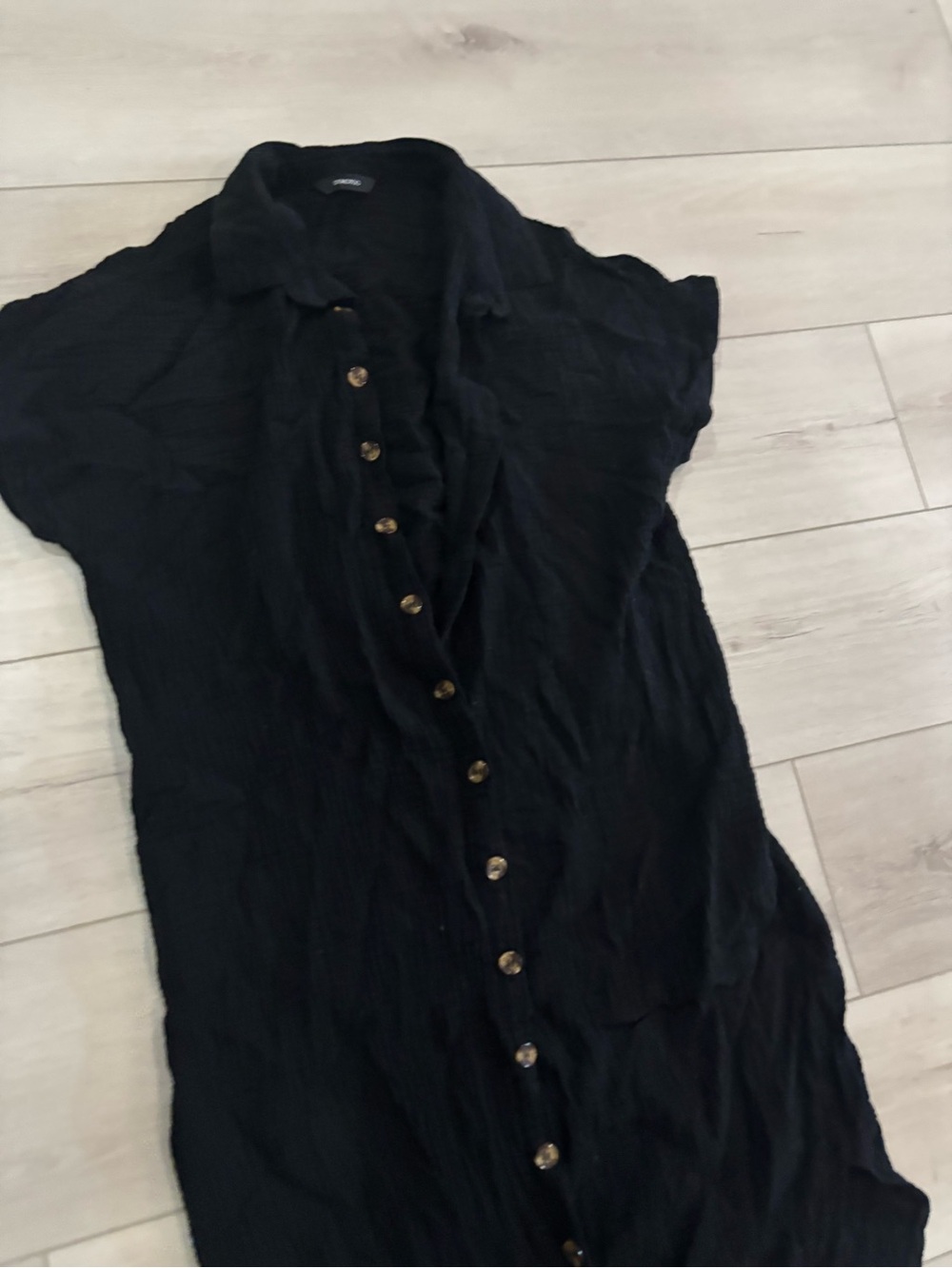 Split Button Down Long Kimonos Cardigans Swimsuit Cover Up Black S-M - Picture 7 of 8
